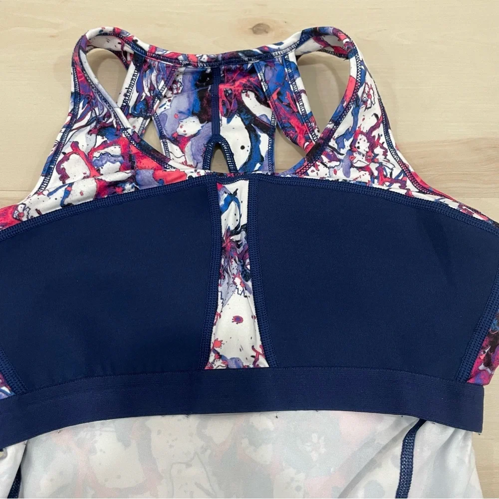 Title Nine Women's Small Splatter Floral Print Athletic Tank Dress Golf Bra - Picture 12 of 14